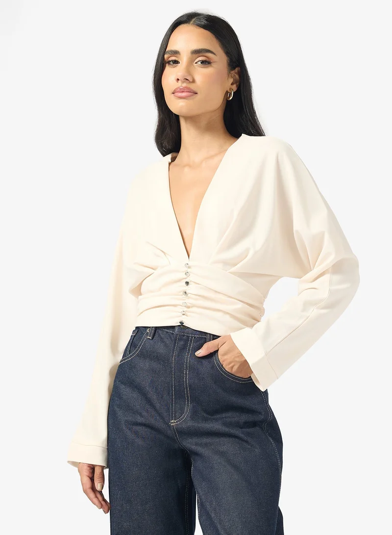 Ginger Ruched Button Up Waist Top